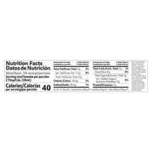 Evaporated milk nutrition facts panel with calories per serving