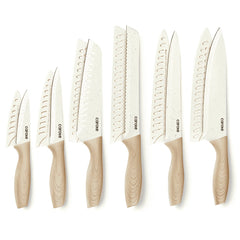 Carote 12Pcs Kitchen Knife Set with Blade Guards, White Granite Ceramic Knife, Stainless Steel - USA MEGA SHOP