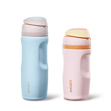 Carote insulated water bottle set of 2: blue and pink stainless tumblers with straw lids