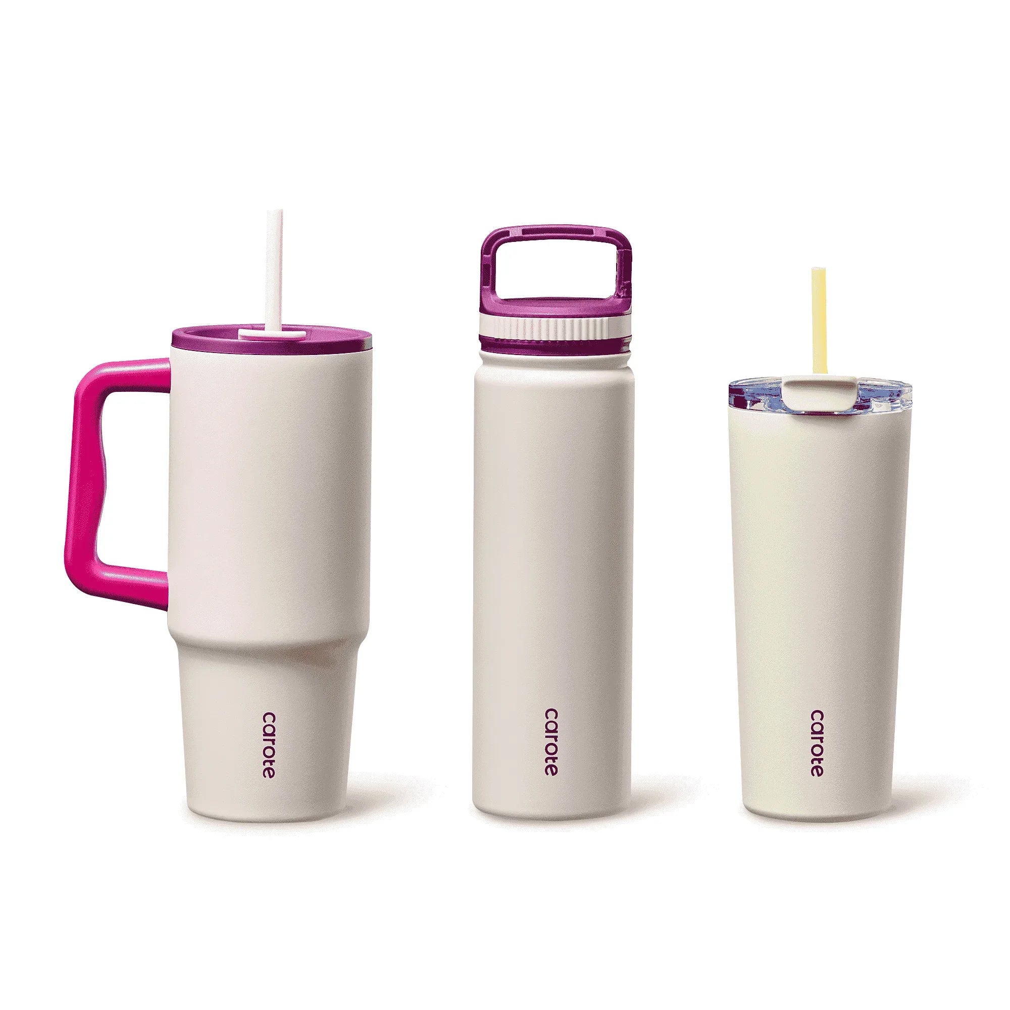 Carote 3pcs Insulated Stainless Steel Water Bottle and Tumbler Set with Straw/Handle, 34oz & 32oz*2, Blue - USA MEGA SHOP