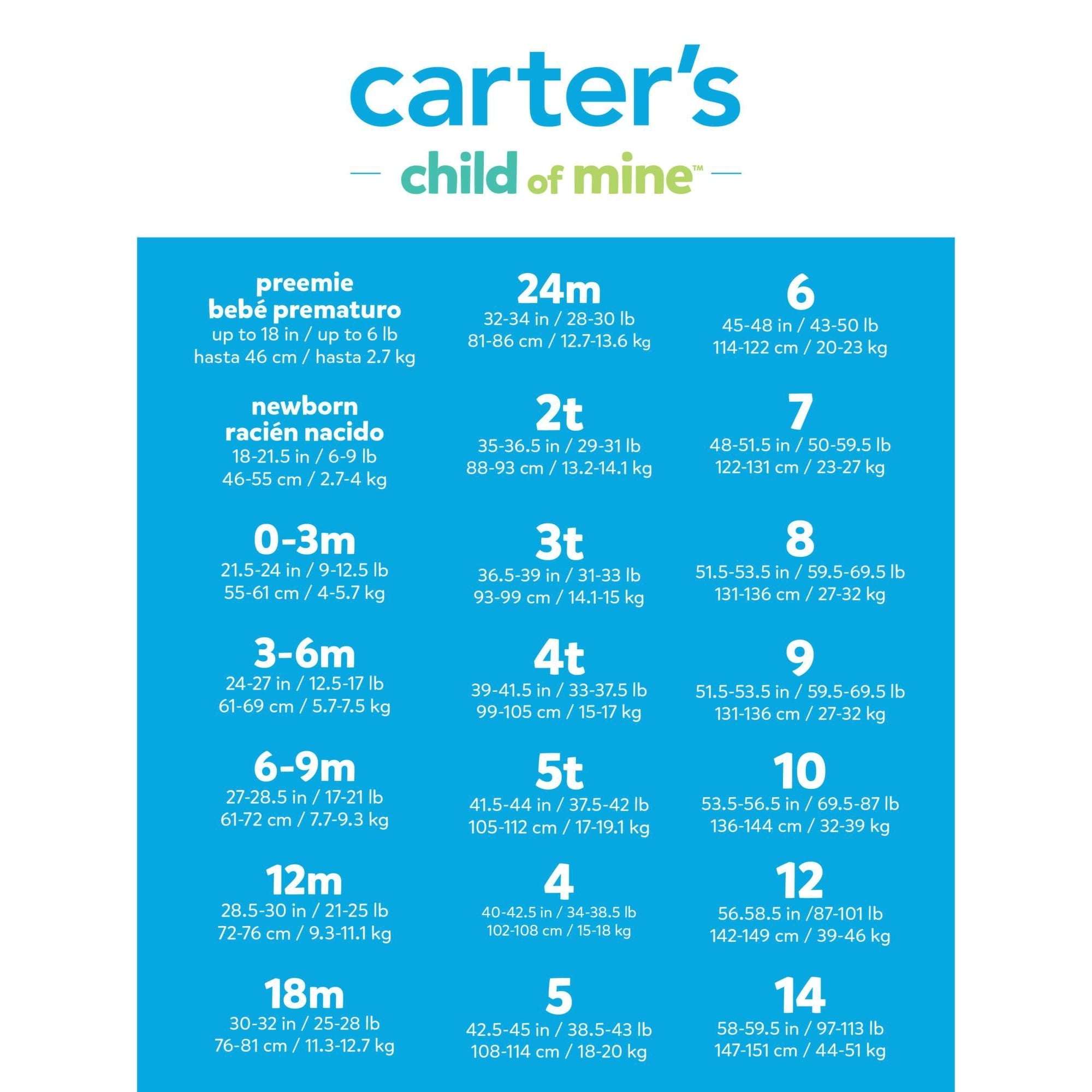 Carter's Child of Mine Baby Bodysuits, 3-Pack, Sizes Preemie-24 Months
