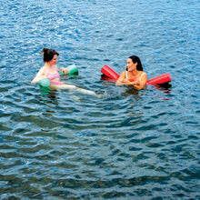 Water sports float noodles, red and green foam
