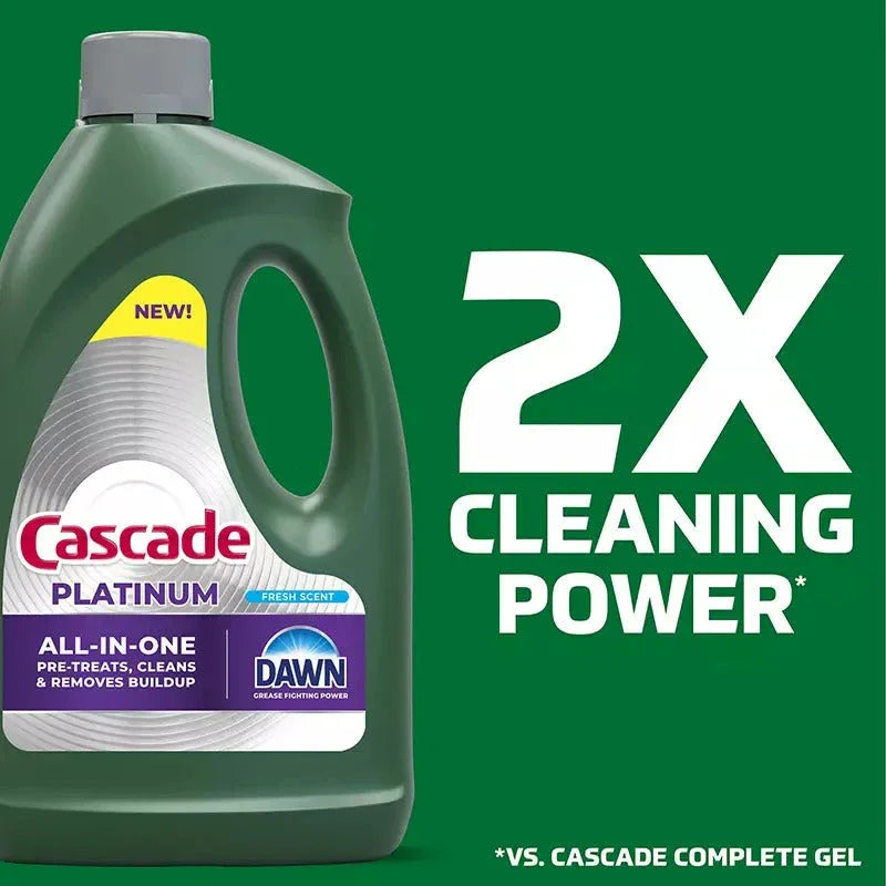 Cascade Platinum Dishwashing Liquid Gel - Fresh Scent, 125 oz. - USA MEGA SHOP