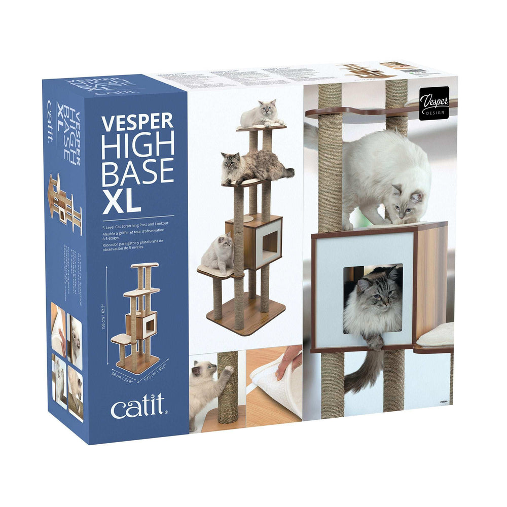Catit Vesper High Base XL 62 inch Cat Tree, 5 Levels and 1 Condo, Walnut - USA MEGA SHOP