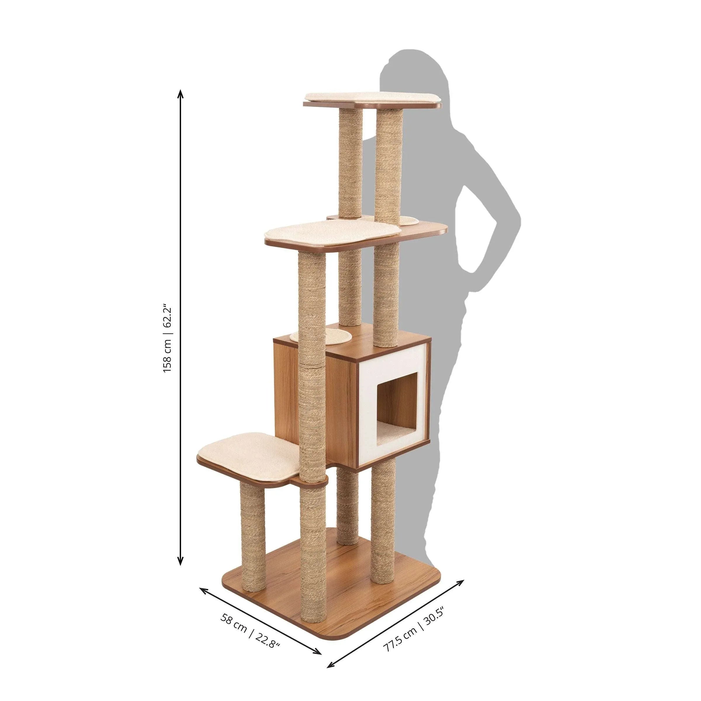 Catit Vesper High Base XL 62 inch Cat Tree, 5 Levels and 1 Condo, Walnut - USA MEGA SHOP