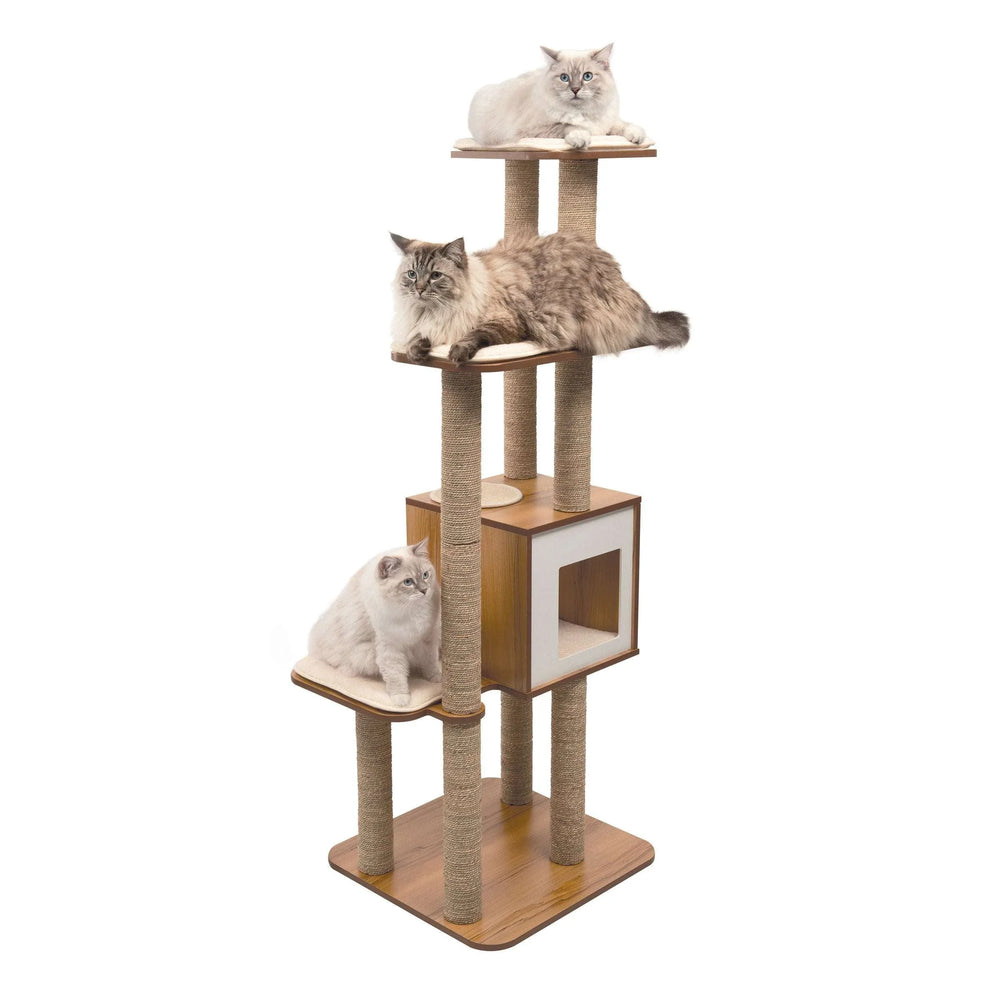 Catit Vesper High Base XL 62 inch Cat Tree, 5 Levels and 1 Condo, Walnut - USA MEGA SHOP