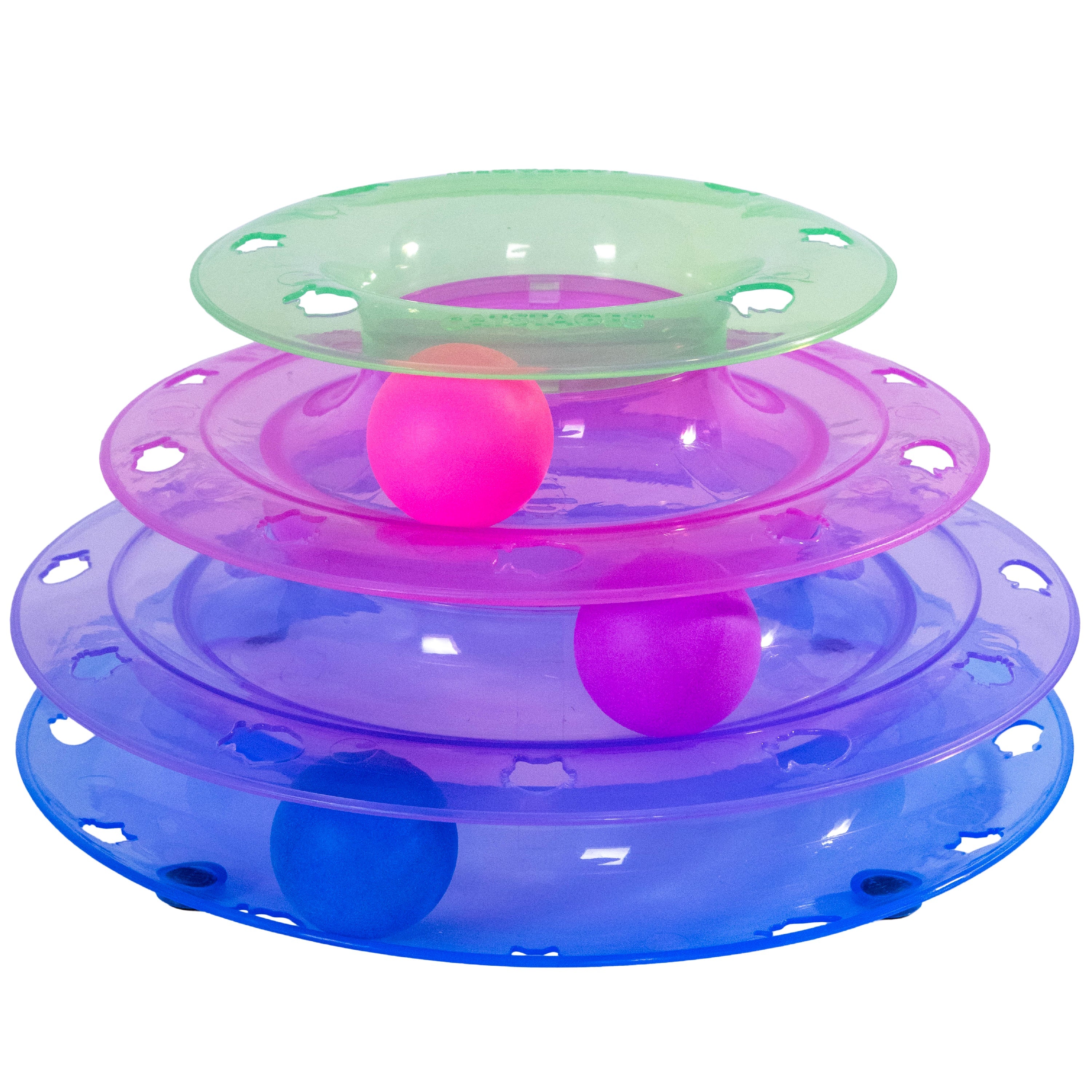 Catstages 2-in-1 Chirping Bird Interactive Cat Toy – Touch-Activated Toy with Sound and Ball Track Fun, Standalone Toy or Track Add-On, Purple
