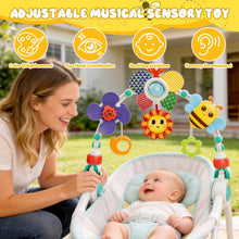 Baby musical sensory activity arch toy with hanging bee, sun and flower rattles