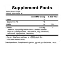 Supplement Facts panel for Celadrin, calories and daily value table