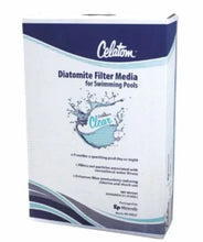 Diatomite filter media bag with Celatom logo for swimming pools, 25 lb