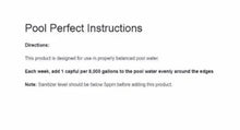 Pool Perfect Instructions directions text for use