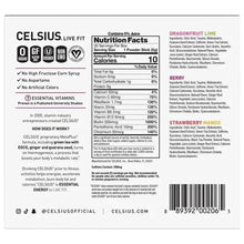 Energy powder stick variety pack back label with nutrition facts and ingredient list