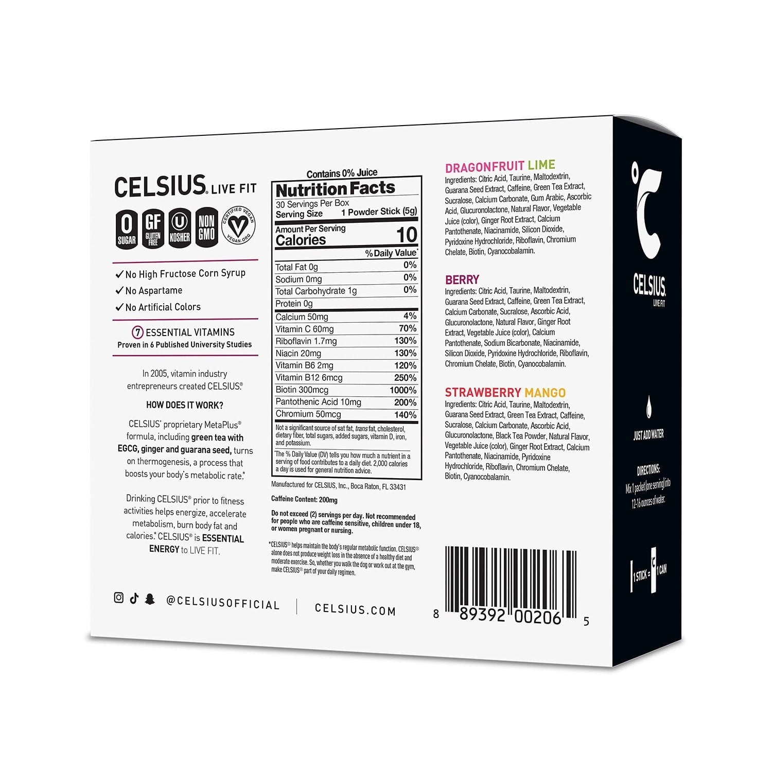 Celsius On The Go Powder Sticks Variety Pack, Essential Energy, 30 pk.