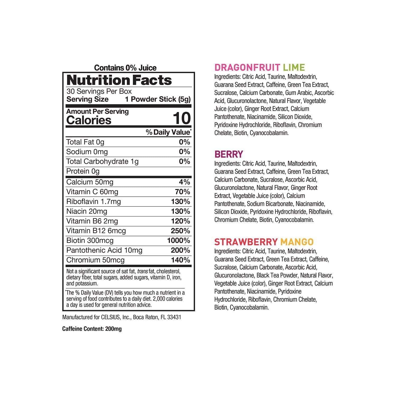 Celsius On The Go Powder Sticks Variety Pack, Essential Energy, 30 pk.