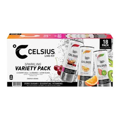 Celsius Sparkling Energy Drink, Core Variety Pack, 12 fl oz, 18-count - USA MEGA SHOP