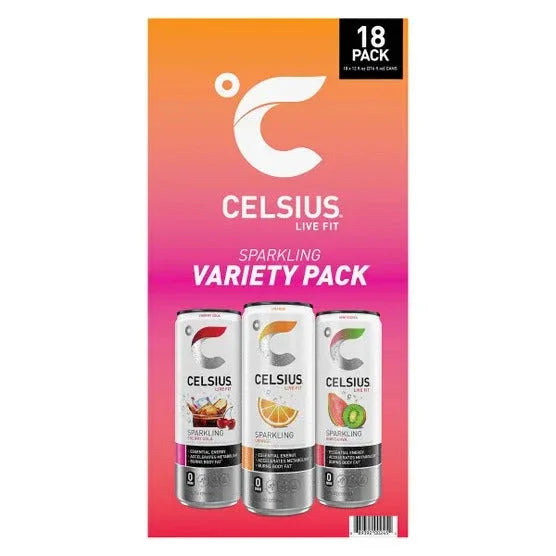 Celsius Sparkling Energy Drink, Core Variety Pack, 12 fl oz, 18-count - USA MEGA SHOP
