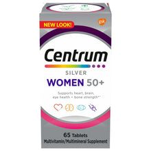 Centrum Silver Women 50+ multivitamin box, 65 tablets, heart and bone support