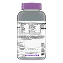 Centrum Silver Women 50+ multivitamin bottle, purple cap, back nutrition panel