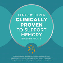 Clinically proven memory support badge graphic for Centrum Silver multivitamin
