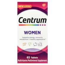 Women multivitamin supplement box, 65 tablet count