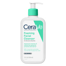 CeraVe foaming facial cleanser bottle with green pump, 12 fl oz