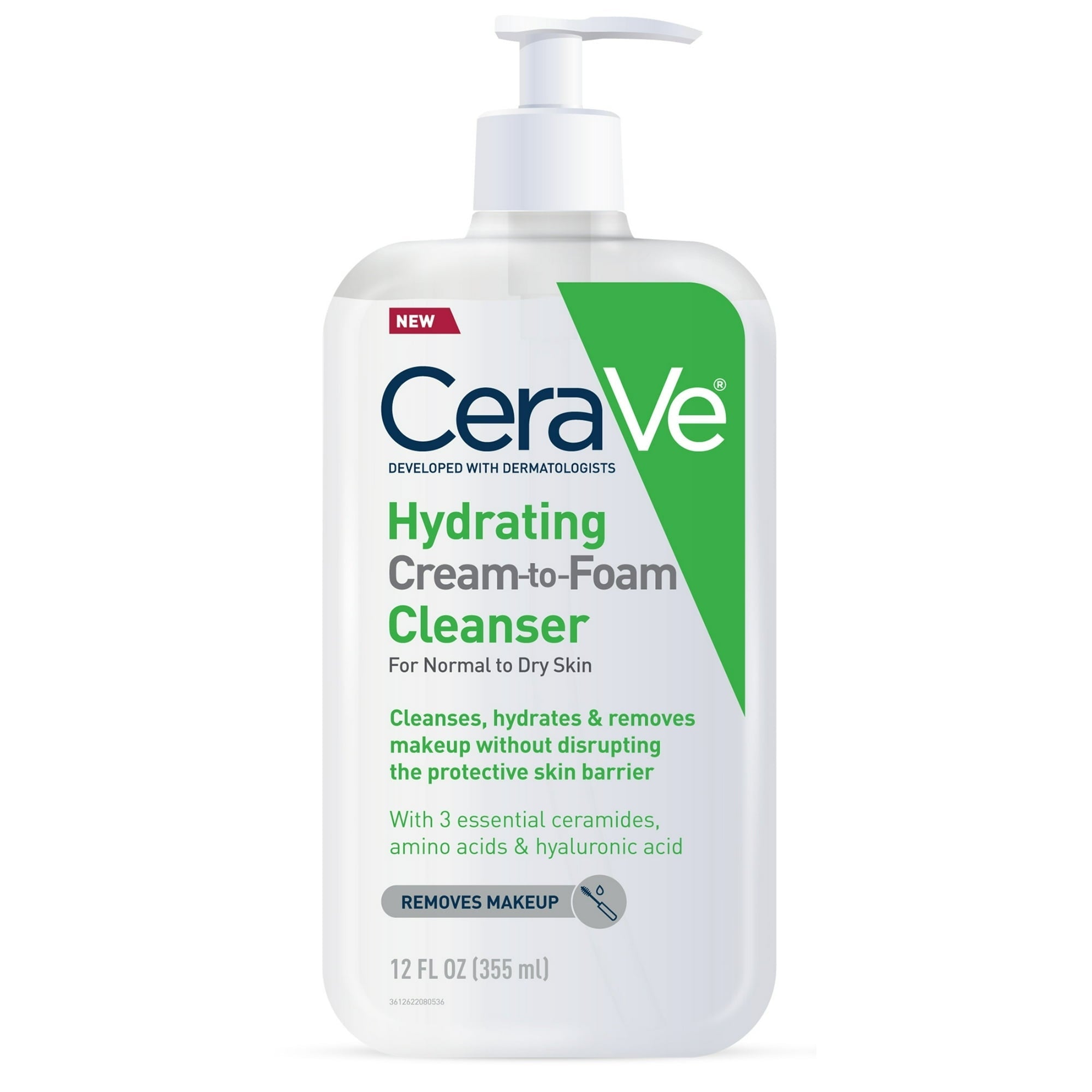CeraVe Travel Size Hydrating Cream-to-Foam Facial Cleanser for Normal to Dry Skin