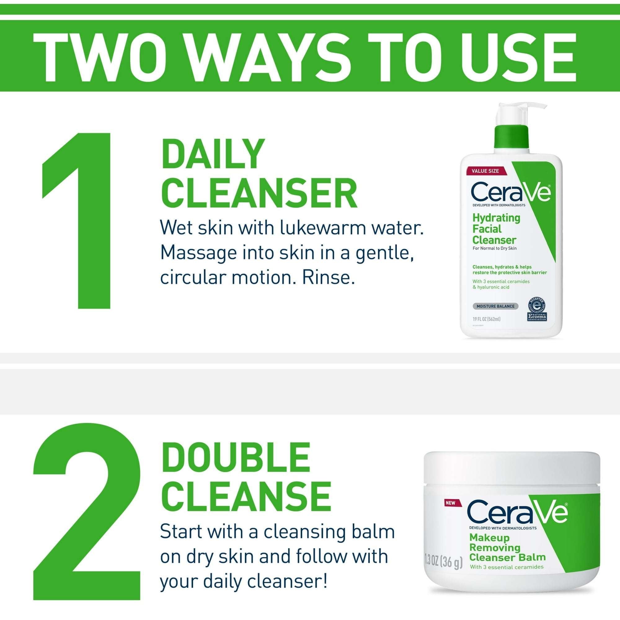 CeraVe Hydrating Facial Cleanser for Normal to Dry Skin, Daily Face Wash for Dryness, 12 fl oz