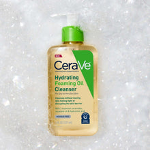 CeraVe hydrating foaming oil cleanser bottle with white pump and green cap