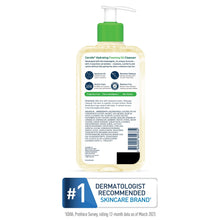 CeraVe hydrating foaming oil cleanser back label with icons and barcode