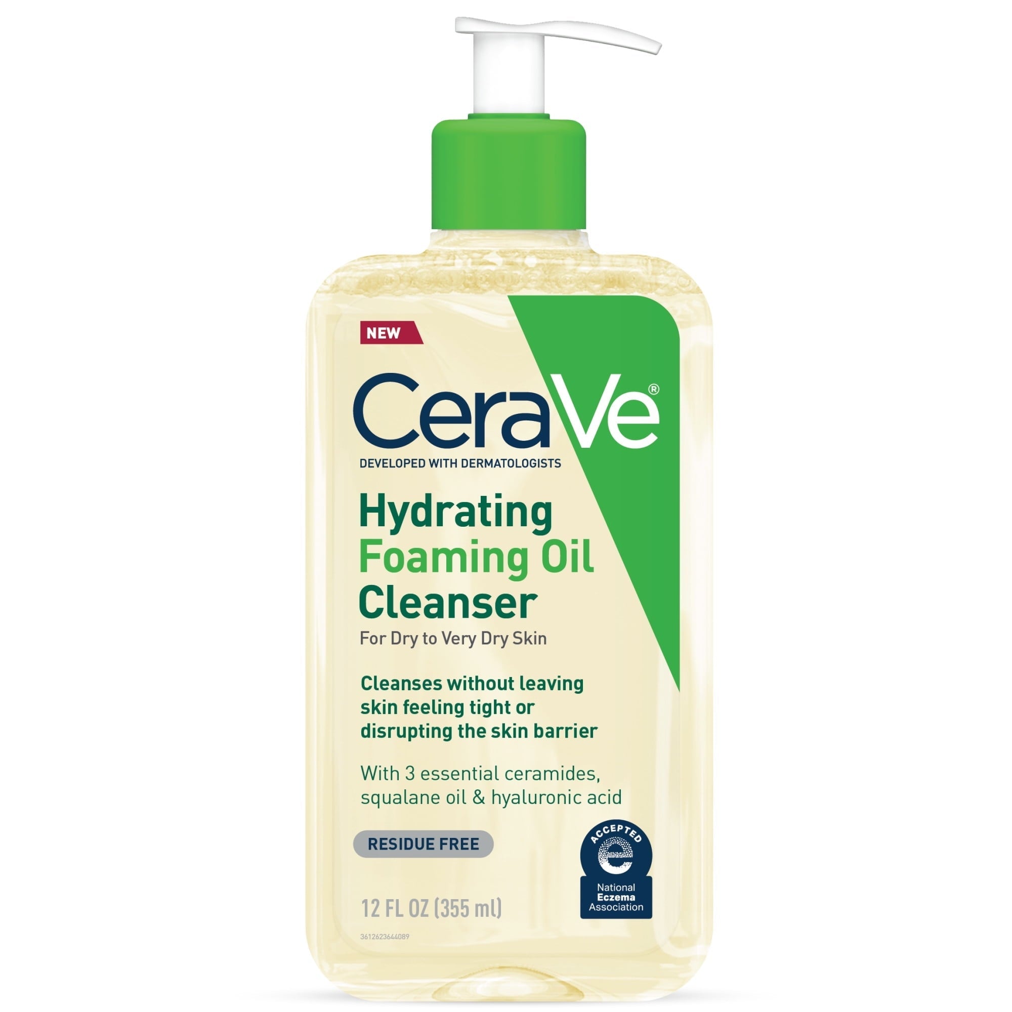 CeraVe Hydrating Foaming Oil Cleanser, Daily Face Wash For Dry to Very Dry Skin