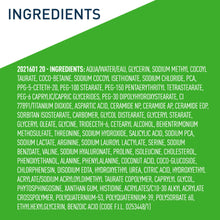 Ingredient list panel for cream-to-foam facial cleanser