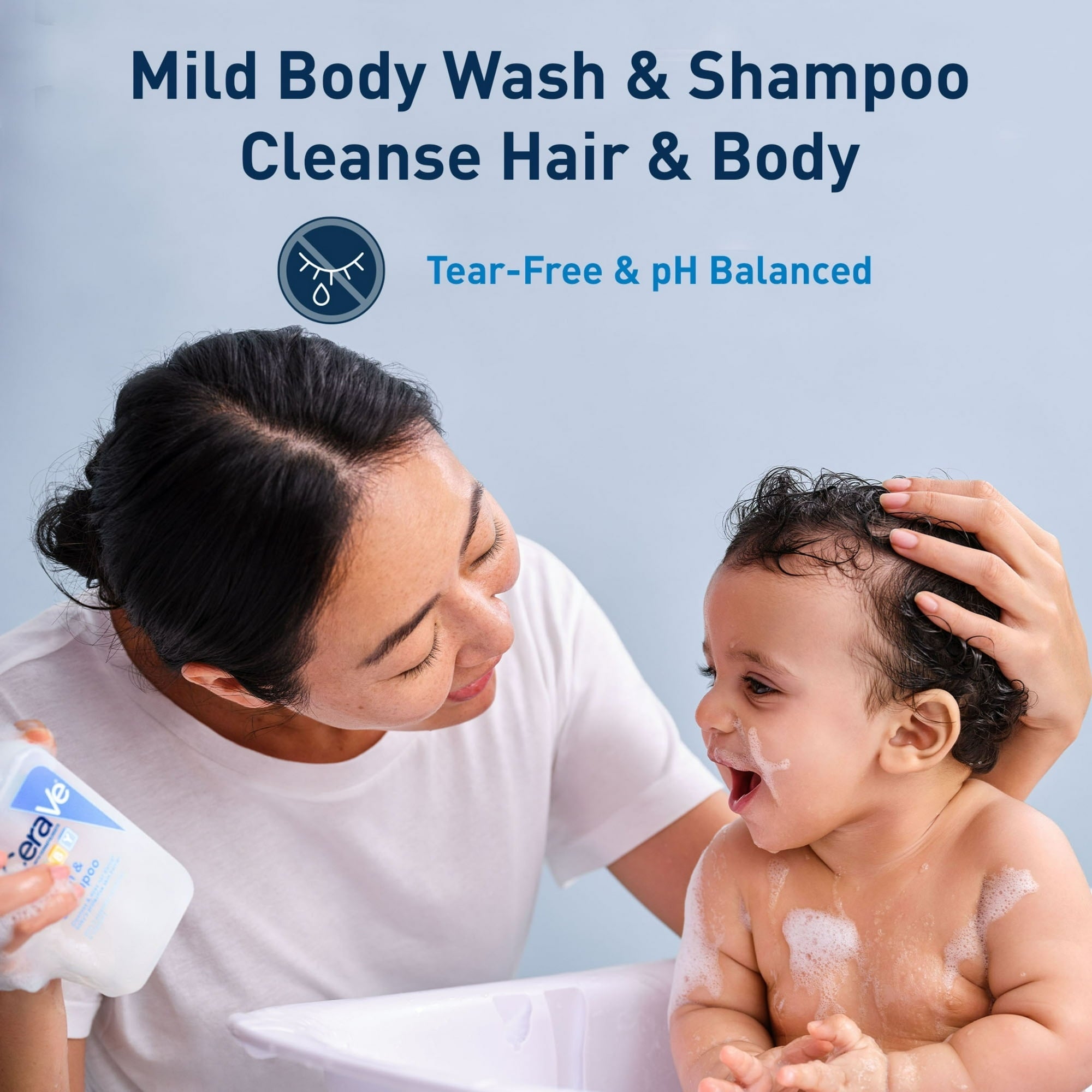 CeraVe Baby Wash & Shampoo, Tear-Free Cleanser for Sensitive Skin, 8 fl oz