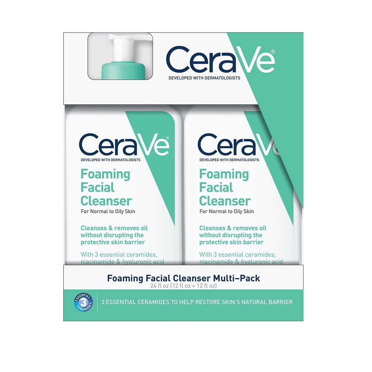 CeraVe Foaming Facial Cleanser, Normal to Oily Skin, 12 fl. oz., 2 pk.