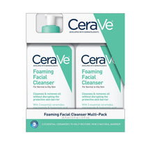 CeraVe foaming facial cleanser multi-pack, white bottles with green pumps