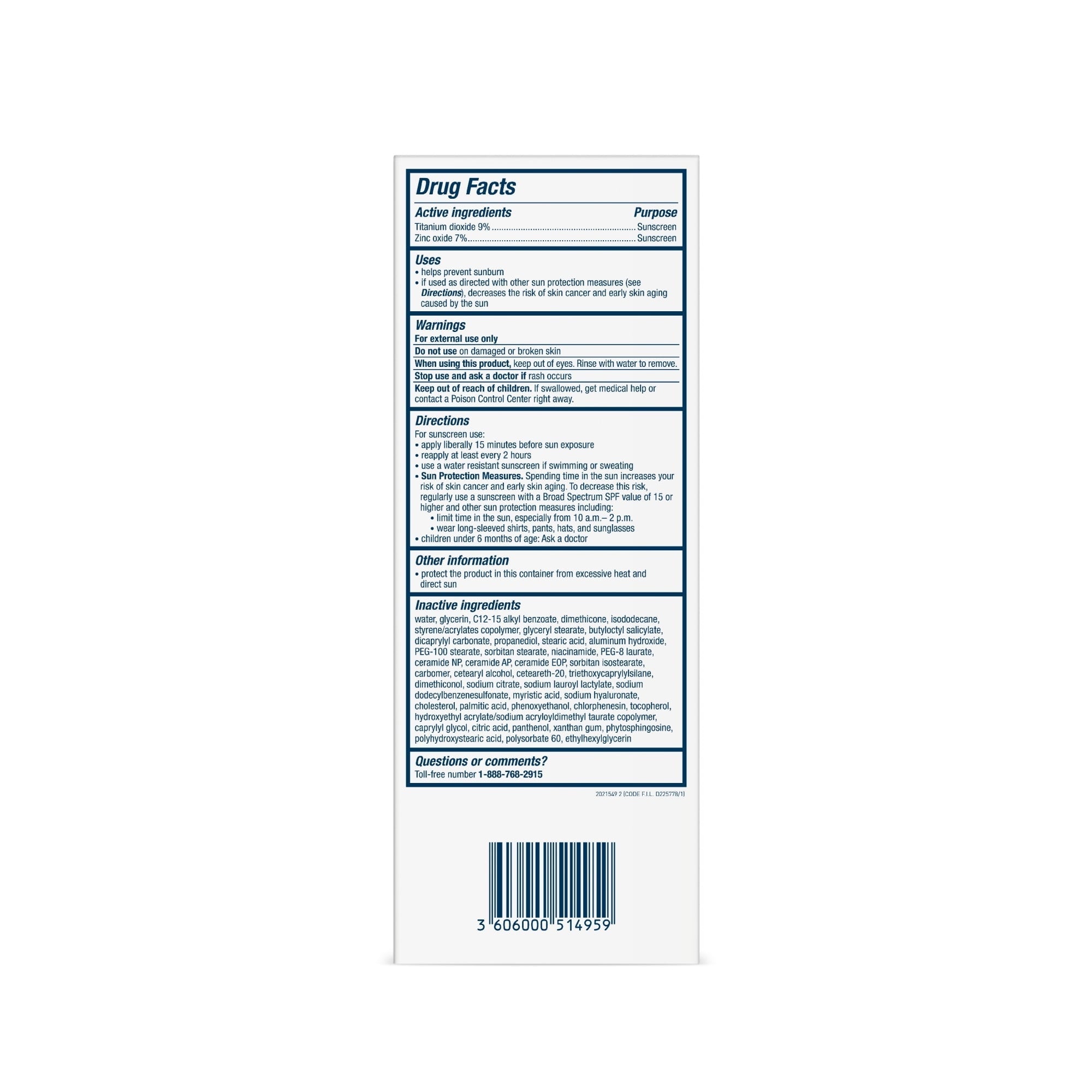 Sunscreen Drug Facts label panel