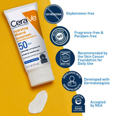 Sunscreen tube with badges: oxybenzone-free, fragrance-free, paraben-free
