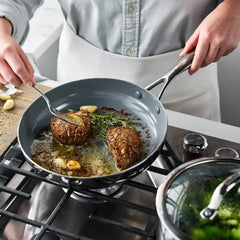 GreenPan Stainless Steel Valencia Pro Ceramic Nonstick 2-Piece Skillet Set, 8" & 10"