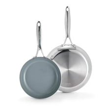 Ceramic nonstick skillet set with stainless handles, two pans