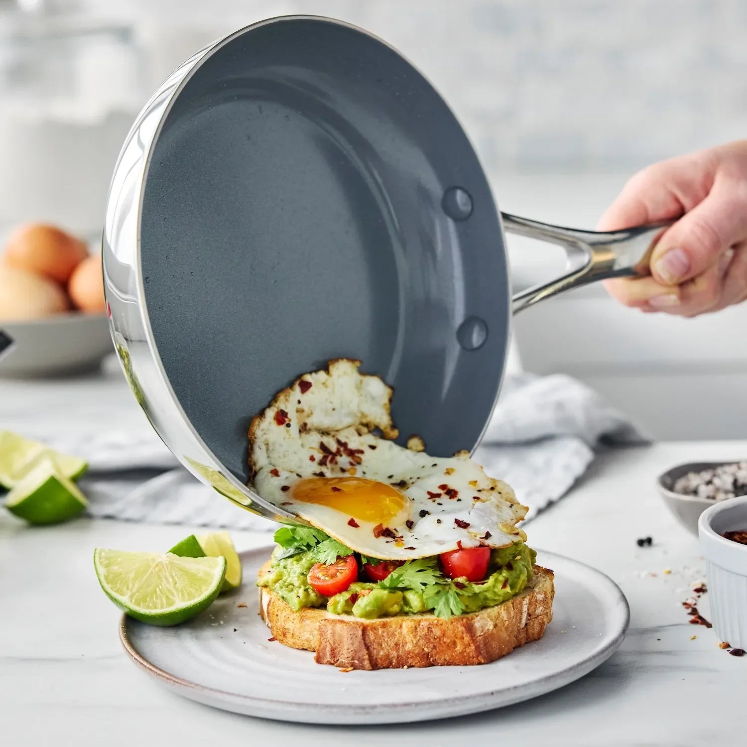 GreenPan Stainless Steel Valencia Pro Ceramic Nonstick 2-Piece Skillet Set, 8" & 10"