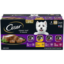 Cesar classic loaf in sauce 4-flavor wet dog food variety pack, 48-count box