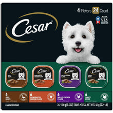 Cesar wet dog food variety pack trays in sauce, four flavors, 24 count