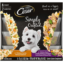 Cesar Simply Crafted dog food topper variety pack, 8-count tubs with chicken and vegetables