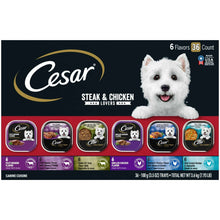 Cesar wet dog food variety pack with steak & chicken, 36 x 3.5 oz trays