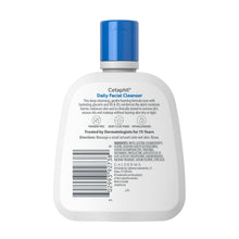 Cetaphil Daily Facial Cleanser bottle back view, blue pump and white 4 fl oz label