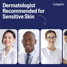 Dermatologist recommended for sensitive skin graphic with Cetaphil logo