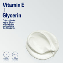 White moisturizer cream swirl, with Vitamin E and Glycerin text