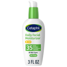 Cetaphil Daily Facial Moisturizer SPF 35 lotion bottle with green pump, front view
