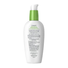 Cetaphil Daily Facial Moisturizer lotion bottle with green pump, back label shown