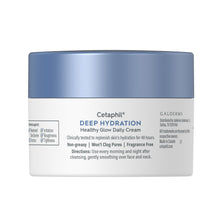 Cetaphil Deep Hydration Healthy Glow Daily face cream jar with blue lid, back label