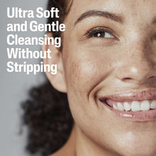 Facial cleansing wipe on cheek for gentle cleansing without stripping